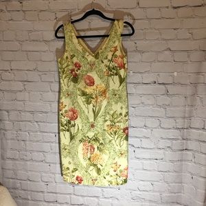 Talbots petite cream floral lined sheath Dress